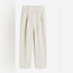 H&M Tapered Linen Blend Pants Size 4 Light Beige Business Casual Resort Wear